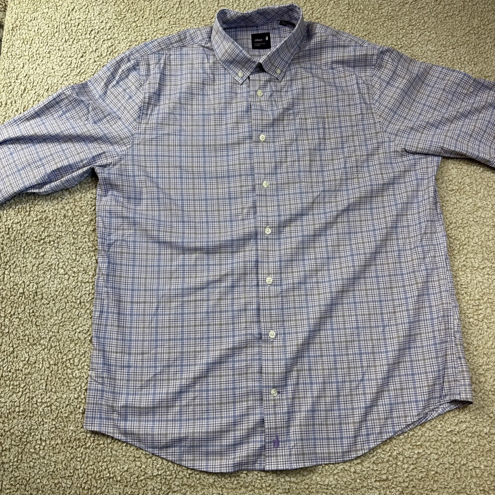 Johnnie-O Performance Button Down Mens XL Purple Check Preppy DressJMW8480